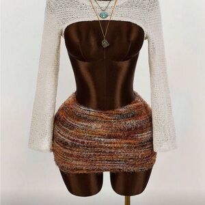 Multicolor bodycon sweater skirt